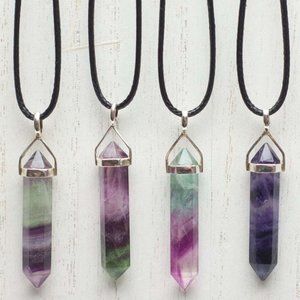 Fluorite Double Terminated Mini Point Pendant with Sterling Silver Bail